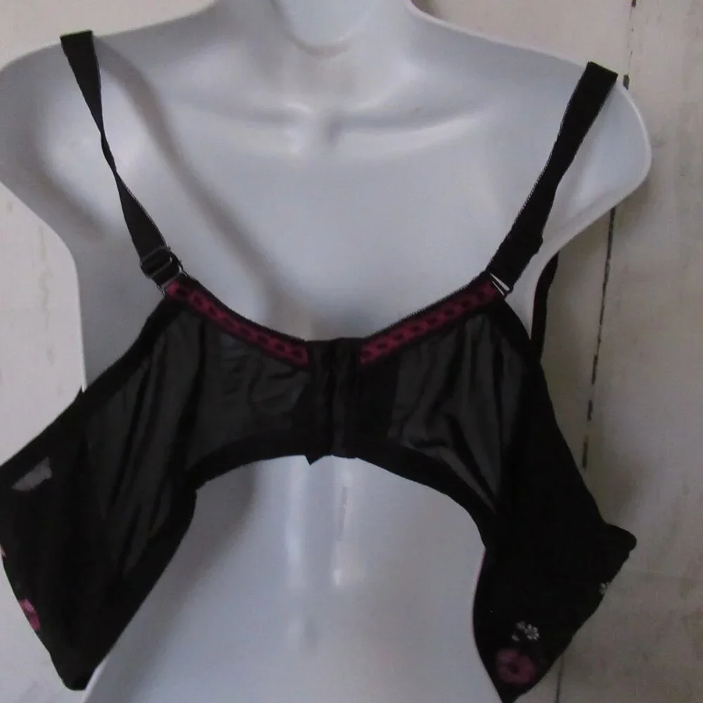Torrid Curve Bra 46D Perfect T‎ Shirt Lightly Lined Black Floral Underwire Plus
